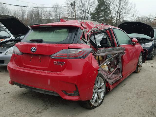 JTHKD5BH0E2173864 - 2014 LEXUS CT 200 RED photo 4