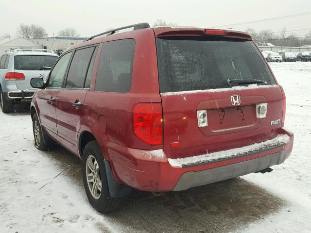 2HKYF18654H619637 - 2004 HONDA PILOT EXL RED photo 3