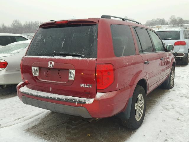 2HKYF18654H619637 - 2004 HONDA PILOT EXL RED photo 4