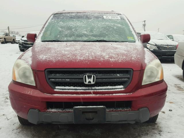 2HKYF18654H619637 - 2004 HONDA PILOT EXL RED photo 9