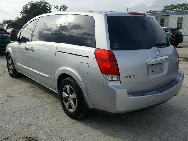 5N1BV28UX7N125402 - 2007 NISSAN QUEST S SILVER photo 3