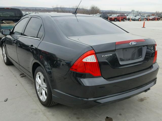 3FAHP0HA3CR395037 - 2012 FORD FUSION SE BLACK photo 3