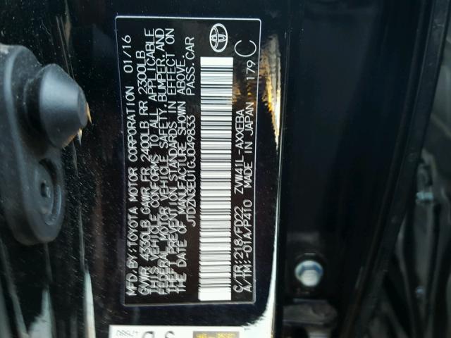 JTDZN3EU1GJ049833 - 2016 TOYOTA PRIUS V BLACK photo 10