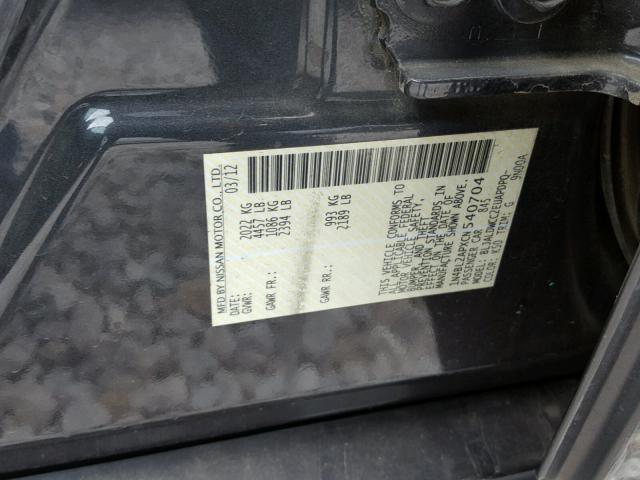 1N4BL2APXCN540704 - 2012 NISSAN ALTIMA SR BLUE photo 10