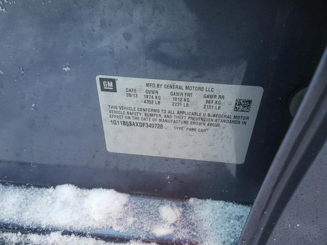 1G11B5SAXDF349728 - 2013 CHEVROLET MALIBU LS ლურჯი ფოტო 10