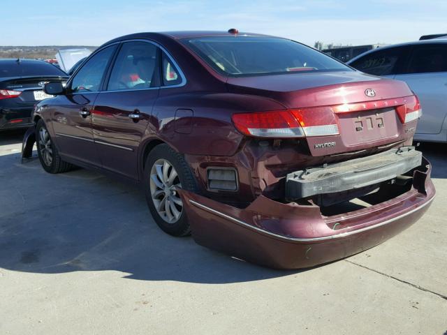 KMHFC46F78A332412 - 2008 HYUNDAI AZERA SE RED photo 3