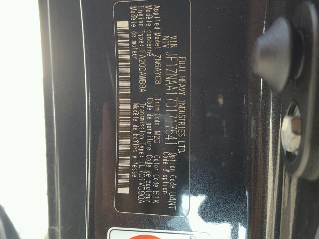 JF1ZNAA17D1717541 - 2013 TOYOTA SCION FR-S შავი ფოტო 10