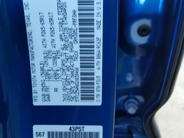 5TFCZ5AN8GX038460 - 2016 TOYOTA TACOMA DOU BLUE photo 10