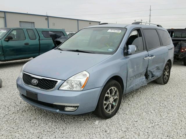 KNDMH4C79E6543037 - 2014 KIA SEDONA EX BLUE photo 2