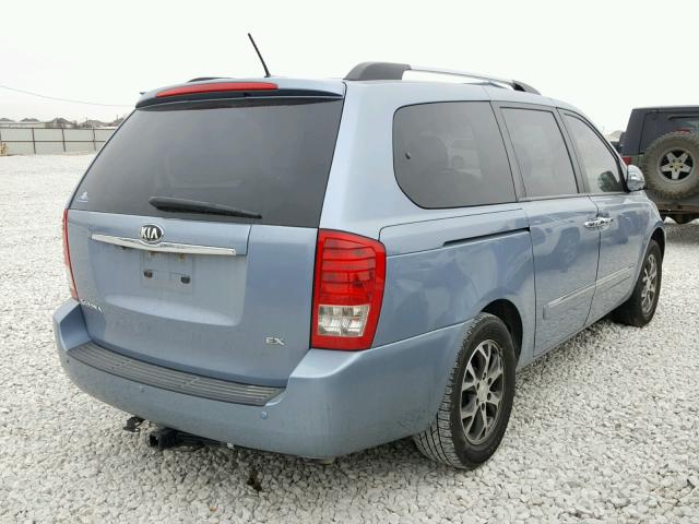 KNDMH4C79E6543037 - 2014 KIA SEDONA EX BLUE photo 4