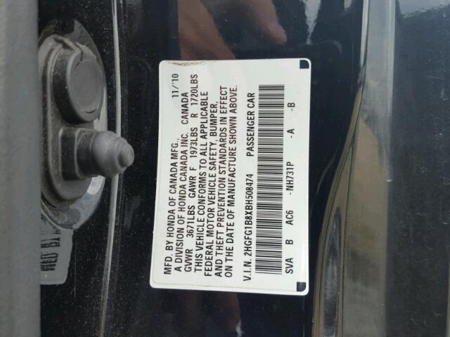 2HGFG1B8XBH508474 - 2011 HONDA CIVIC EX Qara foto 10