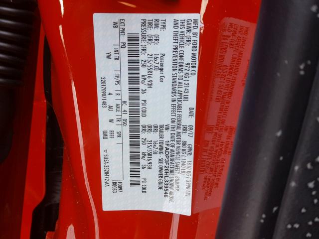 1FADP3F26HL339546 - 2017 FORD FOCUS SE RED photo 10