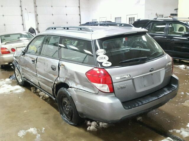 4S4BP60C786312872 - 2008 SUBARU OUTBACK GRAY photo 3