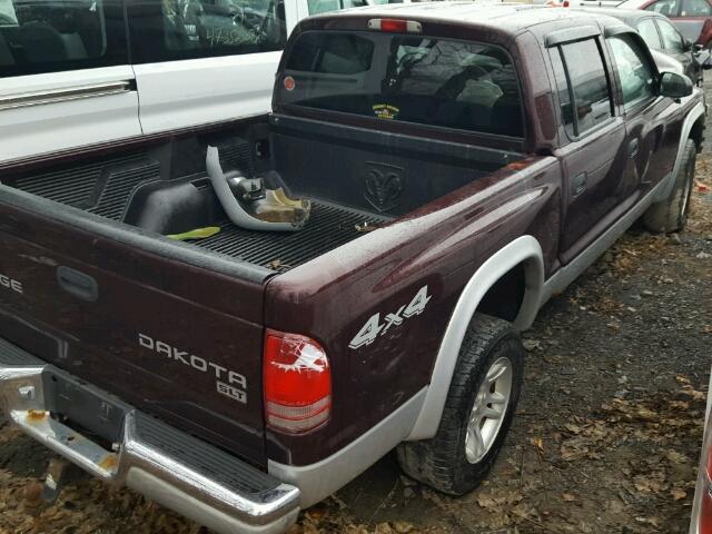 1D7HG48N14S751369 - 2004 DODGE DAKOTA QUA BURGUNDY photo 4