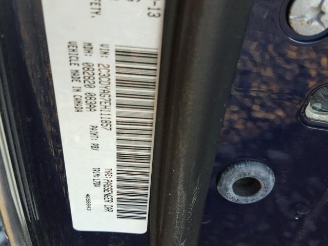 2C3CDYAG7EH111857 - 2014 DODGE CHALLENGER BLUE photo 10