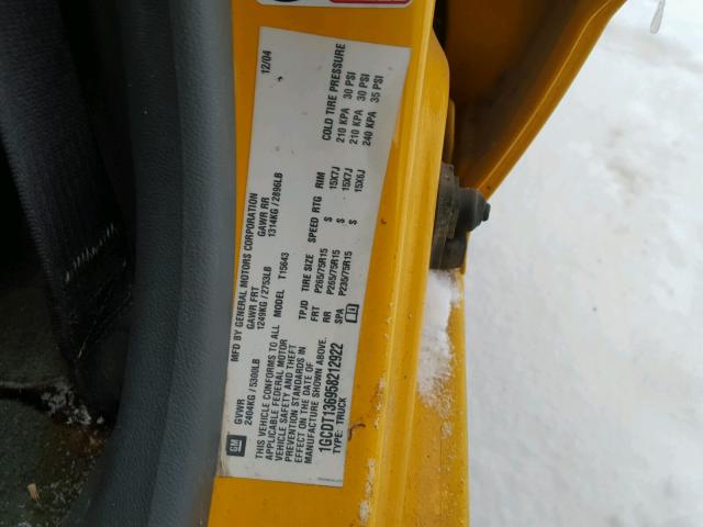 1GCDT136958212922 - 2005 CHEVROLET COLORADO YELLOW photo 10