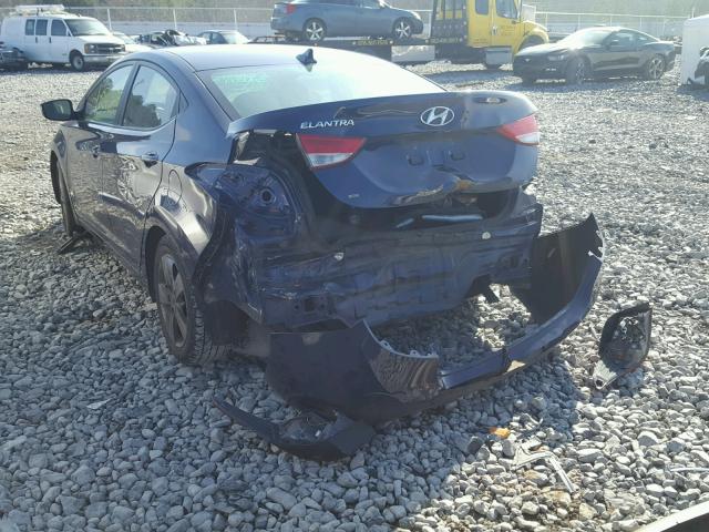 5NPDH4AE3DH389592 - 2013 HYUNDAI ELANTRA GL BLUE photo 3