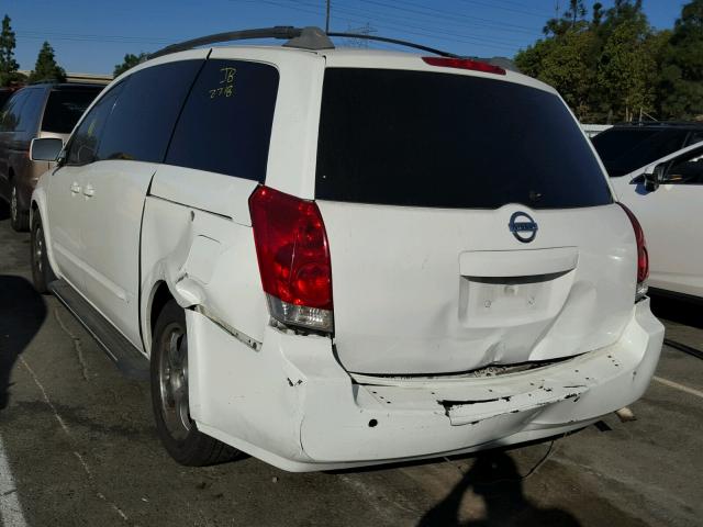 5N1BV28U64N367728 - 2004 NISSAN QUEST S WHITE photo 3