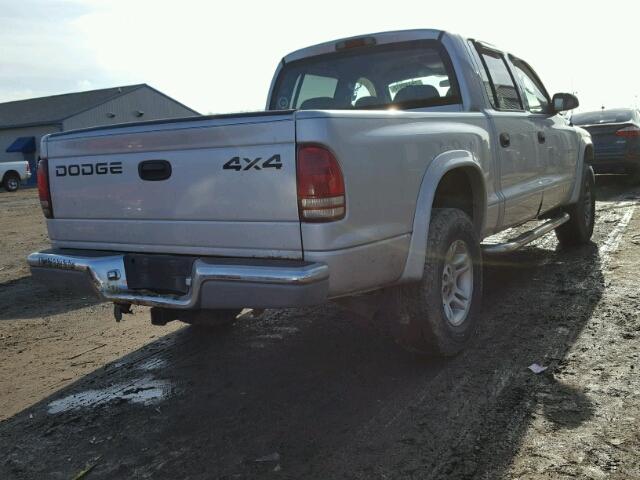 1B7HG48N52S611297 - 2002 DODGE DAKOTA QUA SILVER photo 4