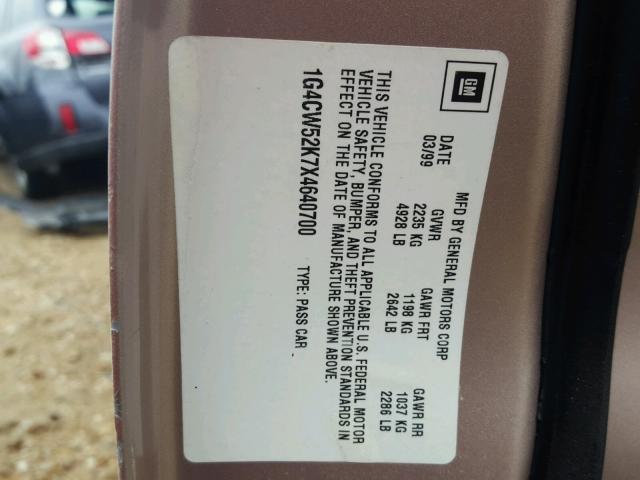 1G4CW52K7X4640700 - 1999 BUICK PARK AVENU TAN photo 10