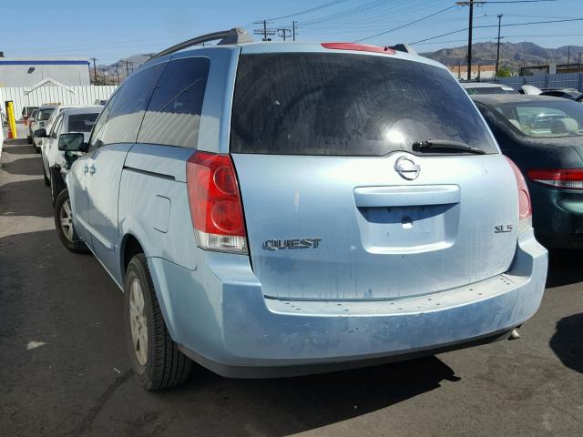 5N1BV28U44N331469 - 2004 NISSAN QUEST S BLUE photo 3