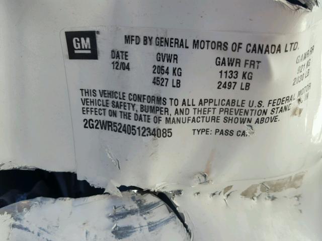 2G2WR524051234085 - 2005 PONTIAC GRAND PRIX Ağ foto 10