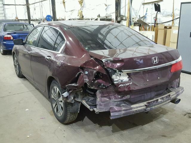 1HGCR2F35DA193506 - 2013 HONDA ACCORD LX MAROON photo 3