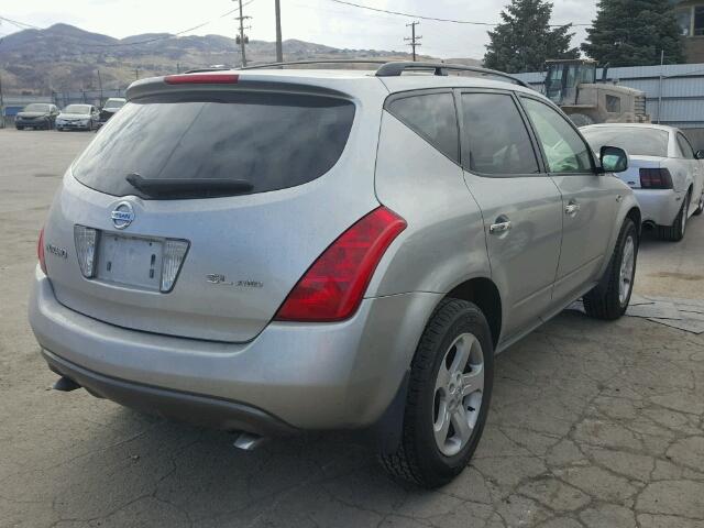 JN8AZ08W34W328281 - 2004 NISSAN MURANO SL SILVER photo 4