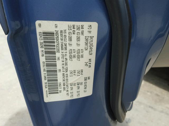 2A8GM68X37R323992 - 2007 CHRYSLER PACIFICA T BLUE photo 10