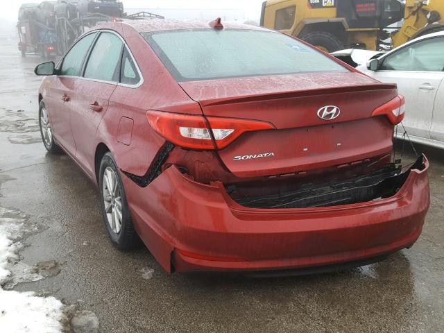 5NPE24AF8GH399702 - 2016 HYUNDAI SONATA SE RED photo 3