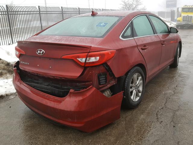 5NPE24AF8GH399702 - 2016 HYUNDAI SONATA SE RED photo 4