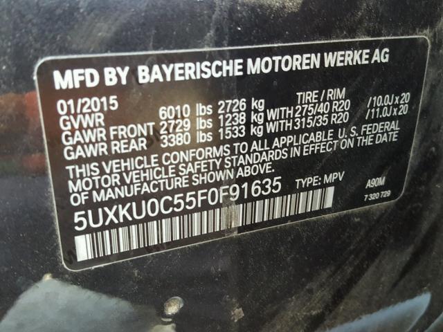 5UXKU0C55F0F91635 - 2015 BMW X6 SDRIVE3 GRAY photo 10