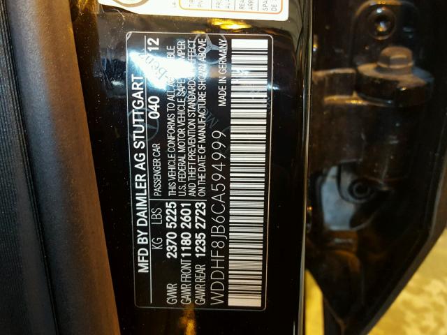 WDDHF8JB6CA594999 - 2012 MERCEDES-BENZ E 350 4MAT BLACK photo 10