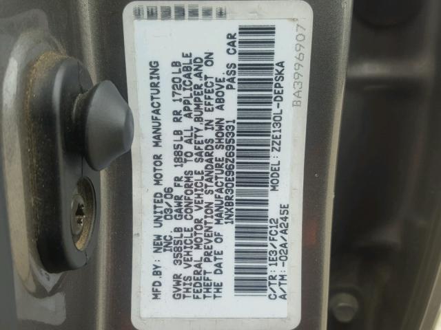 1NXBR30E96Z695331 - 2006 TOYOTA COROLLA CE CHARCOAL photo 10