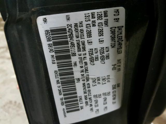 2C4GM68414R511189 - 2004 CHRYSLER PACIFICA GRAY photo 10