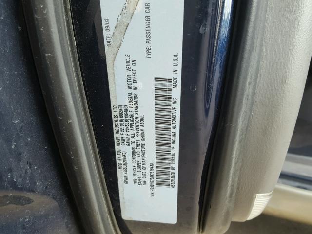 4S3BH675847619433 - 2004 SUBARU LEGACY OUT BLUE photo 10