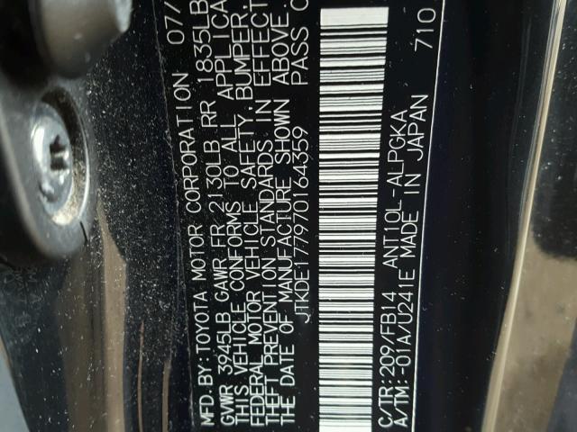 JTKDE177970164359 - 2007 TOYOTA SCION TC 黑色 照片 10