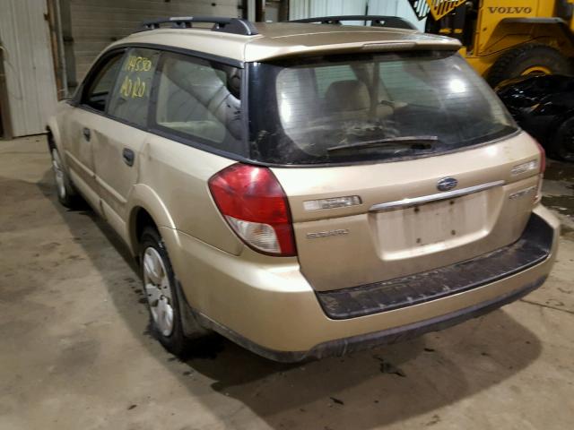 4S4BP60C587346917 - 2008 SUBARU OUTBACK GOLD photo 3