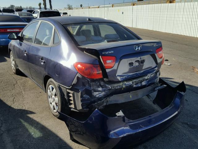 KMHDU46D98U292027 - 2008 HYUNDAI ELANTRA GL BLUE photo 3