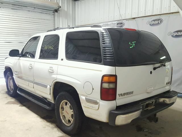 1GKEC13T91J186310 - 2001 GMC YUKON WHITE photo 3