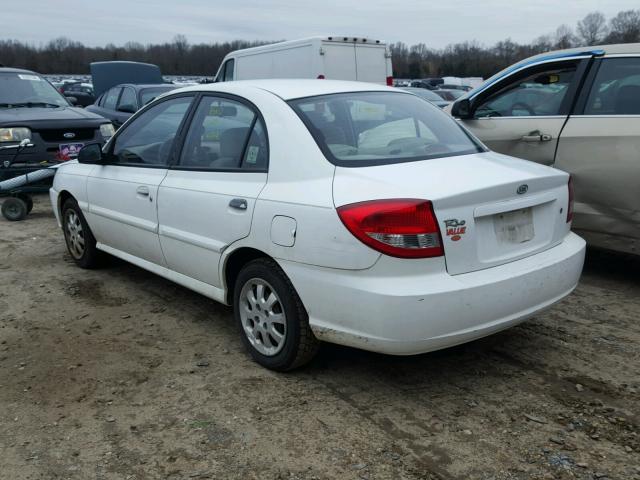 KNADC125736246257 - 2003 KIA RIO WHITE photo 3