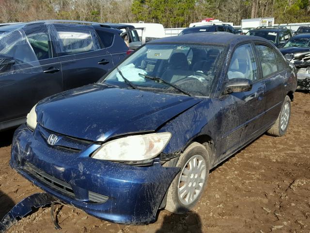 2HGES16575H611480 - 2005 HONDA CIVIC LX BLUE photo 2