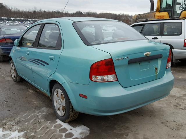 KL1TD52665B330289 - 2005 CHEVROLET AVEO BASE TEAL photo 3