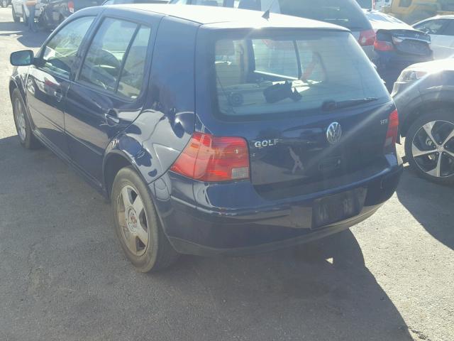 9BWGP61J424047697 - 2002 VOLKSWAGEN GOLF GLS T BLUE photo 3