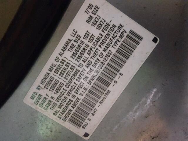 5FNRL38735B127657 - 2005 HONDA ODYSSEY EX GREEN photo 10