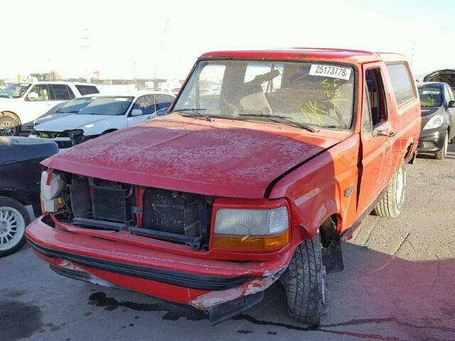 1FMEU15H4SLA33840 - 1995 FORD BRONCO U10 RED photo 2