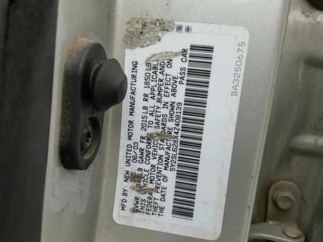 5Y2SL628X4Z408139 - 2004 PONTIAC VIBE SILVER photo 10