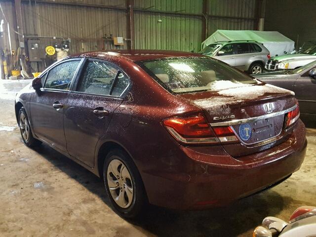 19XFB2F50DE287629 - 2013 HONDA CIVIC LX BURGUNDY photo 3