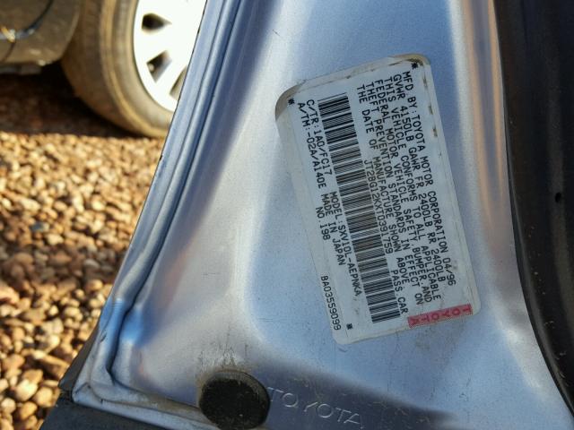 JT2BG12KXT0391759 - 1996 TOYOTA CAMRY DX SILVER photo 10