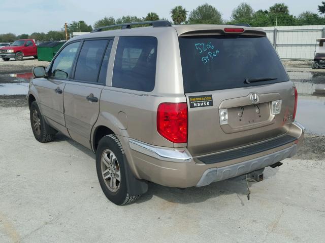 2HKYF18554H549323 - 2004 HONDA PILOT EXL TAN photo 3